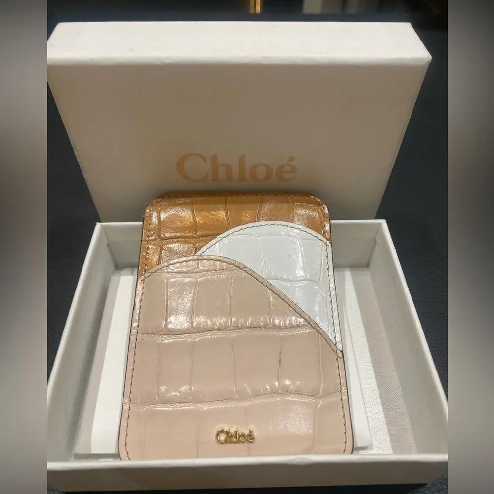 Chloe Walden Crocodile Embossed Leather Card Holder with box like new